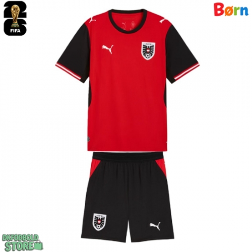 Østrig Replika Babytøj Hjemmebanesæt Børn VM 2026 Kortærmet (+ Korte bukser)